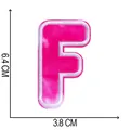 Pink tie-dye embroidered letter F patch with size dimensions 6.4x3.8 cm - Letter F