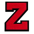 Parche bordado de chenilla roja premium letra Z con borde de contraste negro - Letra Z
