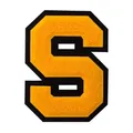 Premium yellow and black chenille embroidery letter S patch for DIY clothing decoration - Letter S / 1 Piece