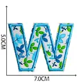 Embroidered letter W floral patch for clothing decoration, dimensions 7.0x5.0cm - Letter W