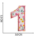 Toppa ricamata floreale numero 1 per vestiti, bordo rosa, misura di 5,3 x 3,0 cm - Numero 1