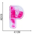Close-up of pink tie-dye embroidered letter P patch with measurements 6.5 cm by 4.1 cm - Letter P