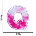 Detail view of 7x6cm pink tie-dye embroidered letter Q patch for DIY clothing decor - Letter Q