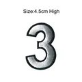 Silver and black embroidered number 3 patch, 4.5cm high, DIY clothing decoration - Number 3