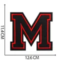 Grande toppa ricamata lettera M nera e rossa per accessori abbigliamento fai-da-te - Lettera M / Nero rosso