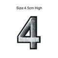 Embroidered number 4 patch with silver thread and black border 4.5cm height for DIY - Number 4