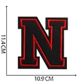 Grande toppa ricamata lettera N nero e rosso, 11,4 cm di altezza per accessori fai-da-te - Lettera N / Nero rosso