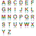 Set of colorful rainbow-striped embroidered letter patches A-Z for DIY clothing - Set of 26 Letters
