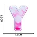 Detailed dimension view of tie-dye embroidered letter Y patch, 6.5 x 4.7 cm - Letter Y