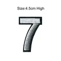 Embroidered number 7 patch with black border and silver thread, 4.5cm high SKU variant - Number 7