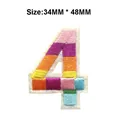 Rainbow colorful embroidered number 4 patch sticker for clothing decoration 34x48mm size - Number 4