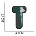 Dettaglio toppa ricamata lettera T mimetica con dimensioni 6,4 x 4,1 cm. - Lettera T (A004)