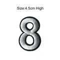 White embroidered number 8 iron-on patch for DIY clothing repair, 4.5cm high size - Number 8