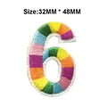 Colorful rainbow embroidered number 6 iron on patch for clothing, size 32mm by 48mm - Number 6