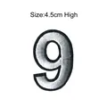 Professional embroidered white number 9 patch with black border for DIY decoration - Number 9