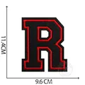 Grande toppa ricamata lettera R rossa e nera da stirare per i vestiti DIY 11.4cm - Lettera R / Nero rosso