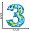 Blue floral embroidered number 3 patch for clothing accessories iron-on applique - Number 3