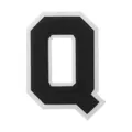 Schwarzer Chenille-Buchstabe Q Aufnäher mit weißem Rand für DIY-Kleidung Dekorationen - Buchstabe Q
