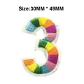Colorful rainbow embroidered number 3 patch for DIY clothing decoration, size 30mm x 49mm - Number 3