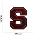 Grande toppa ricamata lettera S rossa e nera, altezza 11,4 cm, per abbigliamento fai-da-te - Lettera S / Nero rosso