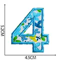 Blue floral embroidered number 4 patch for clothing iron-on applique, size 5.2x4.5cm - Number 4