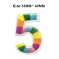 Rainbow colorful embroidered number 5 patch for clothing DIY decoration, 33mm x 49mm. - Number 5