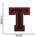 Grande toppa ricamata lettera T rossa e nera da 11,4 cm per riparazione vestiti DIY - Lettera T