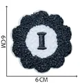 Chenille embroidered flower patch with letter I, blue and white, 6x6 cm DIY clothing accessory - Letter I
