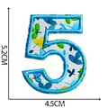 Blue floral embroidered number 5 iron-on patch for clothing decoration 5.2x4.5cm - Number 5