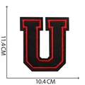 Grande toppa ricamata lettera U nera e rossa stile college termoadesiva con misure dimensionali - Lettera U