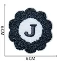 Black and white chenille embroidered letter J flower patch, 6x6cm DIY sewing accessory - Letter J