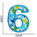 Detailed view of blue floral embroidered number six patch measuring 5.3cm in height - Number 6
