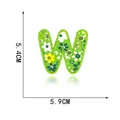 Floral pattern embroidered letter W patch for DIY clothing decoration in vibrant green - Letter W Style (6060955281899) / 1 Piece/Pack (5.4cm x 5.9cm)