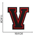 Toppa ricamata termoadesiva lettera V stile college rosso e nero per vestiti fai da te - Lettera V