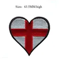 Heart-shaped England flag embroidered patch, 63.5mm high for DIY clothing. - England Heart (414) / 63.5mm High