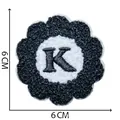 6x6cm flower chenille towel embroidered patch with black letter K - Letter K