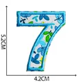 Blue floral embroidered number 7 iron-on patch for clothing decoration, 5.2x4.2cm - Number 7