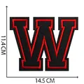 Grande toppa ricamata lettera W nera e rossa, accessorio fai-da-te termoadesivo, 11,4 cm - Lettera W