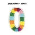 Colorful rainbow striped embroidered letter O patch for clothing DIY, size 33mm by 49mm - Number 0