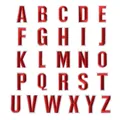 Volledige set rood-witte geborduurde alfabetpatches voor DIY kledingdecoratie - A-Z 26 Letter Set