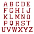 Full set of 26 red and white embroidered alphabet patches in varsity block font - White Fabric Red Letters / 5cm Height 26 Letters