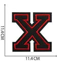 Toppa ricamata lettera X da 11,4 cm con bordo rosso, adesivo termoadesivo per vestiti - Lettera X