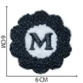 Premium black and white chenille embroidery flower patch with letter M, size 6x6cm - Letter M