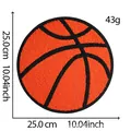 Detailed macro view of a 25cm basketball chenille embroidery patch weighing 43 grams - Basketball