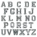 Complete set of 26 varsity style embroidered alphabet patches A-Z for DIY clothing. - Black Fabric White Letters / 5cm Height 26 Letters