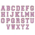 Lot de 26 écussons alphabet en chenille rose avec bordure dorée pailletée - Ensemble de 26 Lettres / Violet