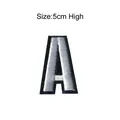 Vue détaillée écusson lettre A brodé argent pour vêtements DIY, patch à repasser, haut 5cm - Lettre A