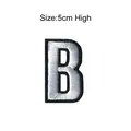 Écusson brodé lettre B thermocollant, 5 cm de haut, argent et noir pour DIY - Lettre B