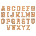 Set completo di 26 toppe alfabeto in ciniglia pesca con bordi glitterati dorati - Set di 26 Lettere / Arancione