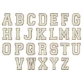 Set completo di toppe alfabeto in ciniglia A-Z con bordo dorato glitterato per fai-da-te. - Set di 26 Lettere / Set di 26 / Bianco latte